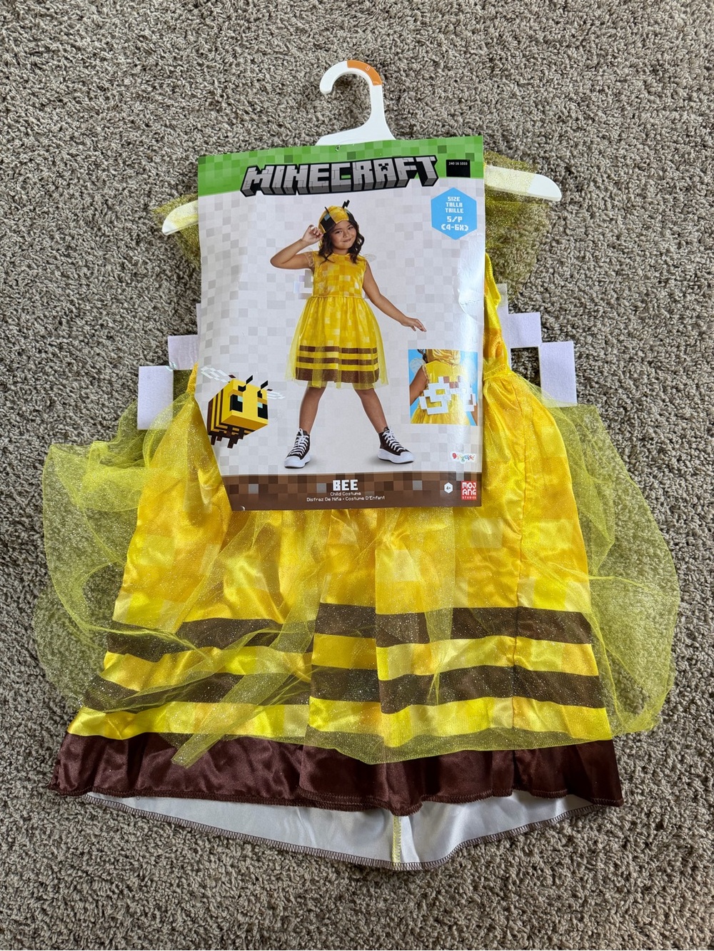 Minecraft Size 4-6 Bee Kids Costume - Yellow